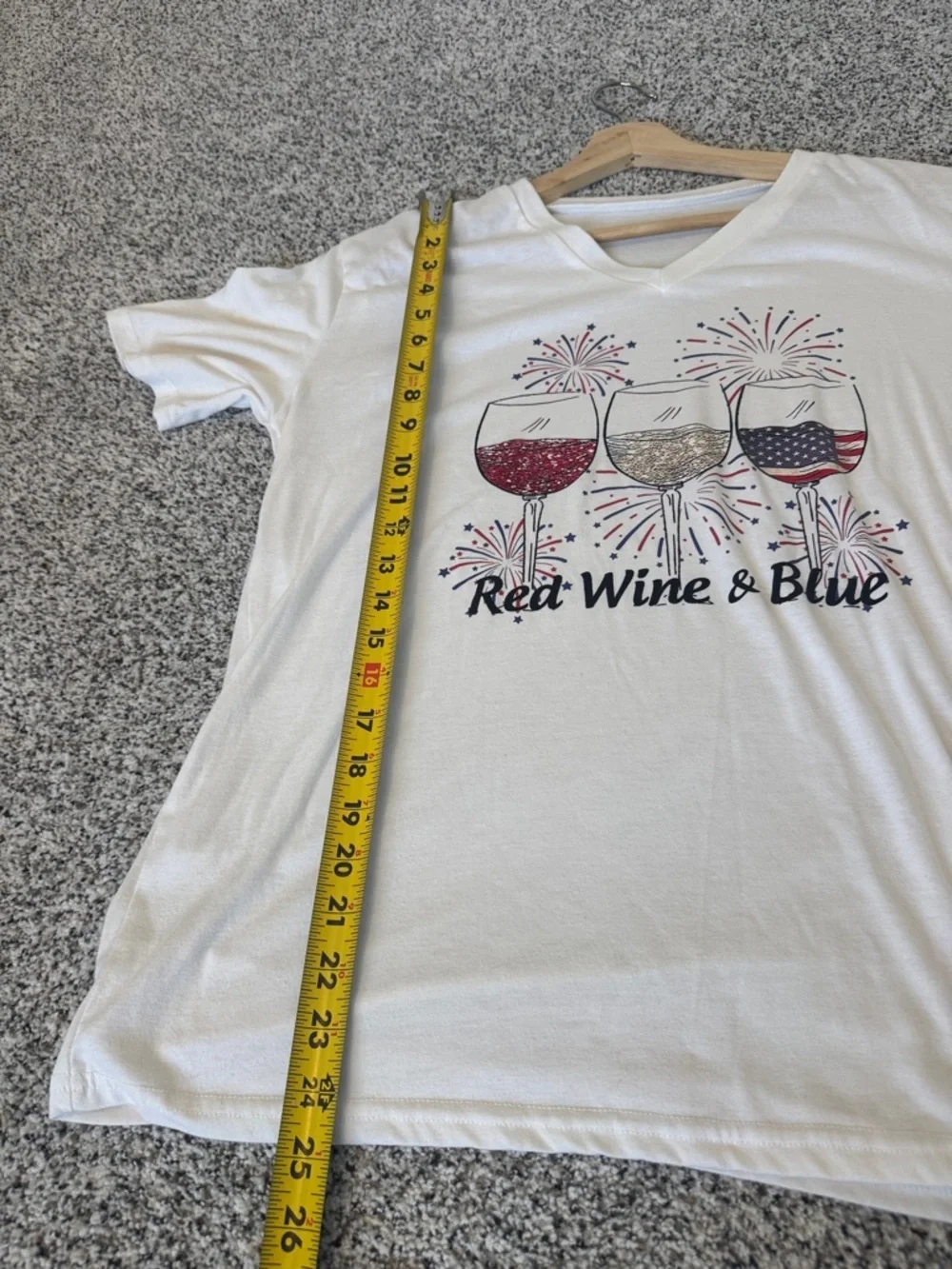 Red Wine & Blue Graphic V-Neck Tee - White